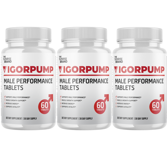 Vigor Pump for Men Advanced Drive and Energy Support Male Performance- 3 Bottles