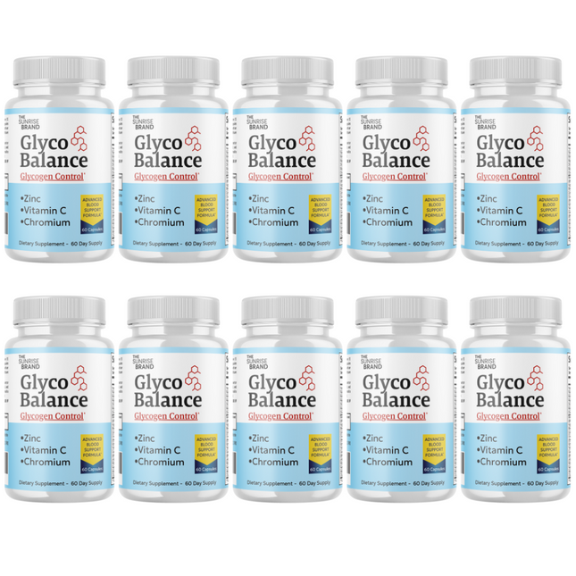 Glyco Balance Glycogen Control Pills for Blood Pressure + Sugar Support - 10 Bottles