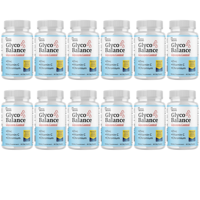 Glyco Balance Glycogen Control Pills for Blood Pressure + Sugar Support - 12 Bottles