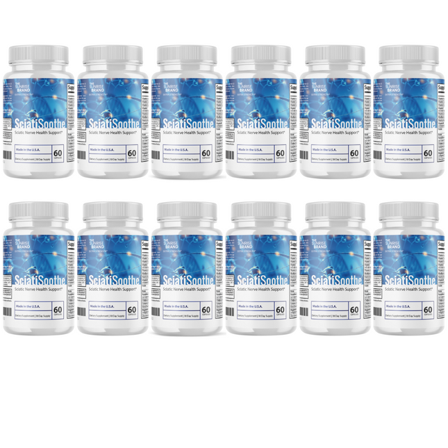 SciatiSoothe Sciatic Nerve Health Support Supplement - Nerve Support Formula - Officlal SciatiSoothe - 12 Bottles