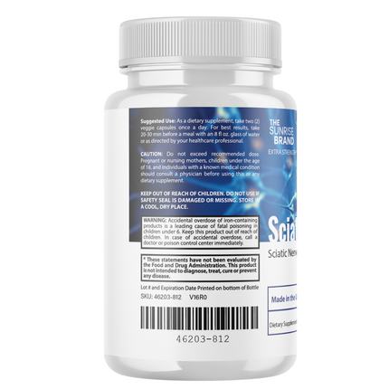 SciatiSoothe Sciatic Nerve Health Support Supplement - Nerve Support Formula - Officlal SciatiSoothe - 8 Bottles