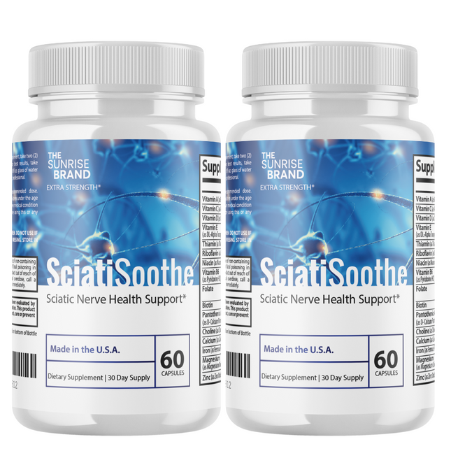 SciatiSoothe Sciatic Nerve Health Support Supplement - Nerve Support Formula - Officlal SciatiSoothe - 2 Bottles