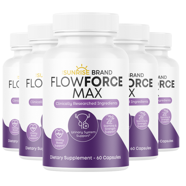Flow Force Max - Vegan, Male Vitality Supplement Pills - 5 Bottles 300 Capsules