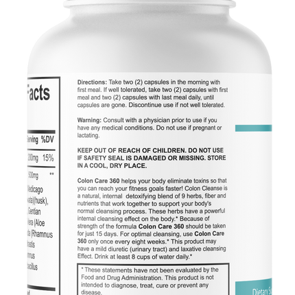 Colon Cleanse 360 Dietary Supplement - 3 Bottles 180 Capsules