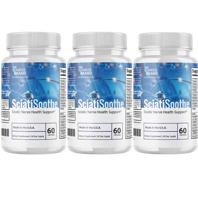 SciatiSoothe Nerve Health, Fortify Nerve Health, Healthy Nerve Function, Healthy Blood Circulation, Supplement - Genuine Sciati Soothe 3 Bottles