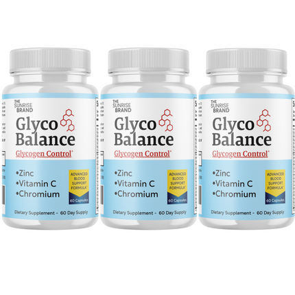 Glyco Balance Glycogen Control Pills for Blood Pressure + Sugar Support - 3 Bottles