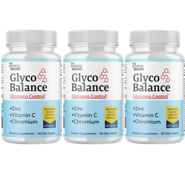 Glyco Balance Glycogen Control Pills for Blood Pressure + Sugar Support - 3 Bottles