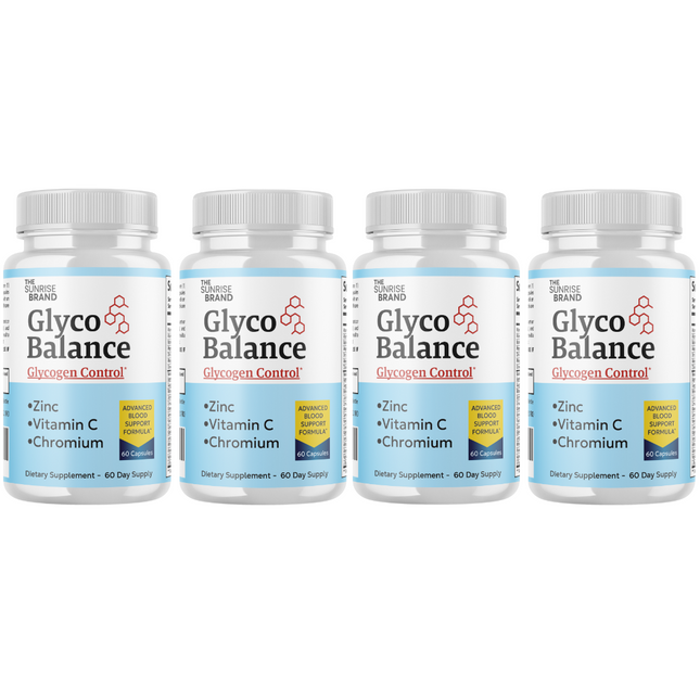 Glyco Balance Glycogen Control Pills for Blood Pressure + Sugar Support - 4 Bottles