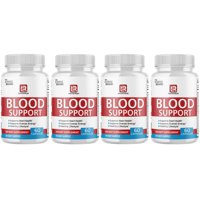 Trusted Relief Blood Support Pills for Managing Sugar & Pressure Levels - 4 Bottles