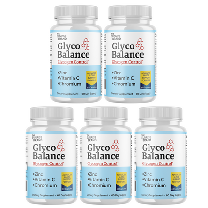 Glyco Balance Glycogen Control Pills for Blood Pressure + Sugar Support - 5 Bottles