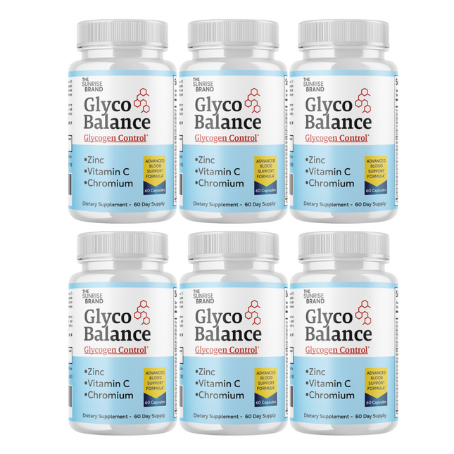 Glyco Balance Glycogen Control Pills for Blood Pressure + Sugar Support - 6 Bottles