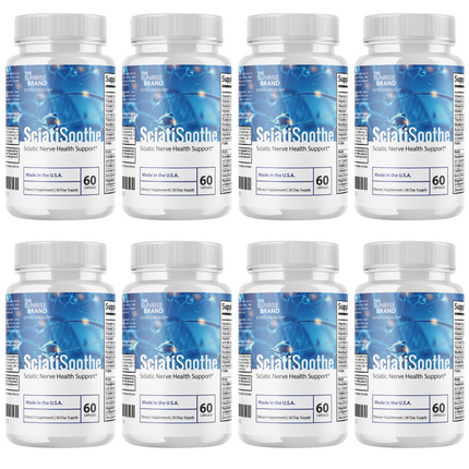 SciatiSoothe Sciatic Nerve Health Support Supplement - Nerve Support Formula - Officlal SciatiSoothe - 8 Bottles
