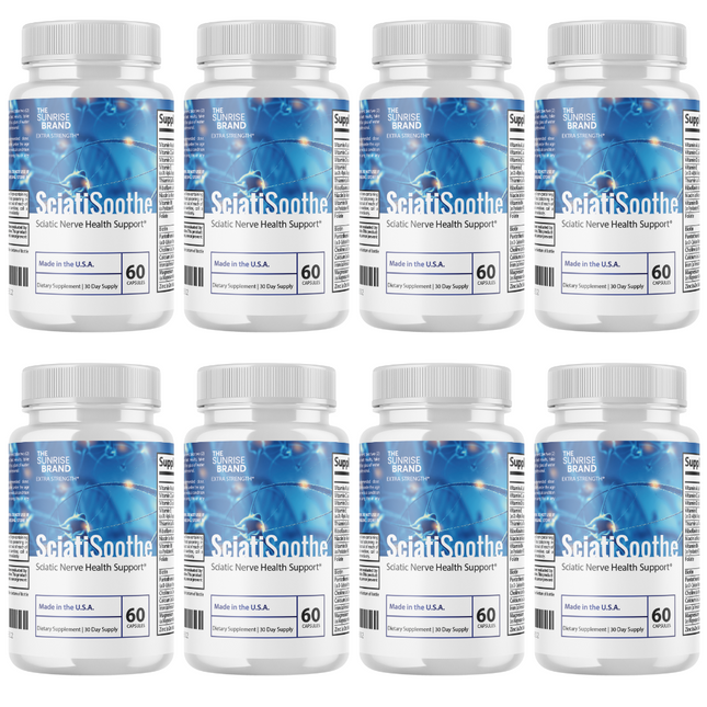 SciatiSoothe Sciatic Nerve Health Support Supplement - Nerve Support Formula - Officlal SciatiSoothe - 8 Bottles