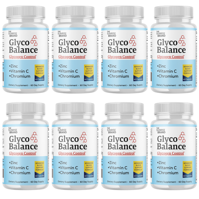 Glyco Balance Glycogen Control Pills for Blood Pressure + Sugar Support - 8 Bottles