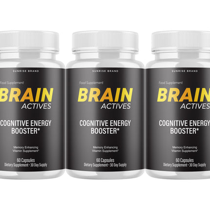Brain Actives Cognitive Brain Booster Pills for Advanced Memory and Focus - 3 Pack