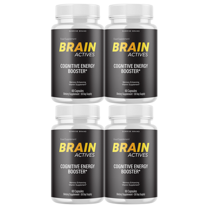Brain Actives Cognitive Brain Booster Pills for Advanced Memory and Focus - 4 Pack