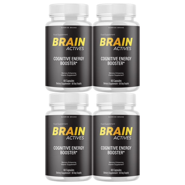 Brain Actives Cognitive Brain Booster Pills for Advanced Memory and Focus - 4 Pack
