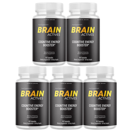 Brain Actives Cognitive Brain Booster Pills for Advanced Memory and Focus - 5 Pack