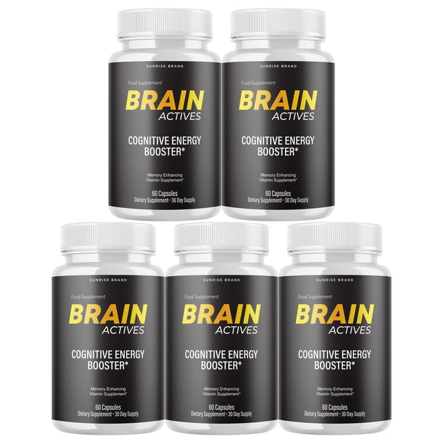 Brain Actives Cognitive Brain Booster Pills for Advanced Memory and Focus - 5 Pack