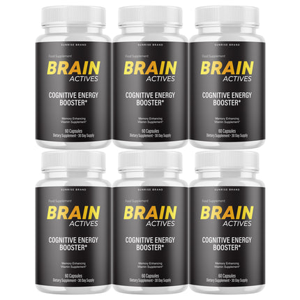 Brain Actives Cognitive Brain Booster Pills for Advanced Memory and Focus - 6 Pack