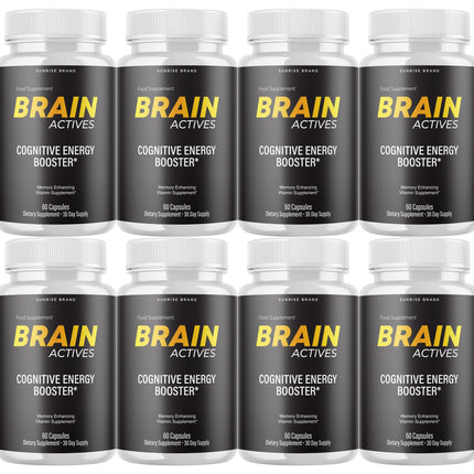 Brain Actives Cognitive Brain Booster Pills for Advanced Memory and Focus - 8 Pack