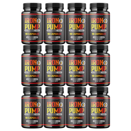 Iron Pump Male Capsules - Promote Blood Flow Muscle Function - 12 Pack