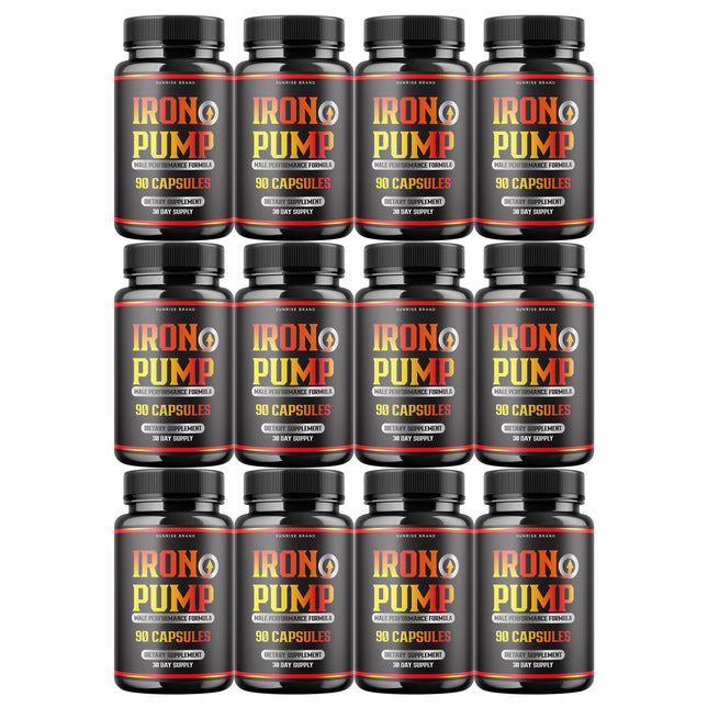 Iron Pump Male Capsules - Promote Blood Flow Muscle Function - 12 Pack