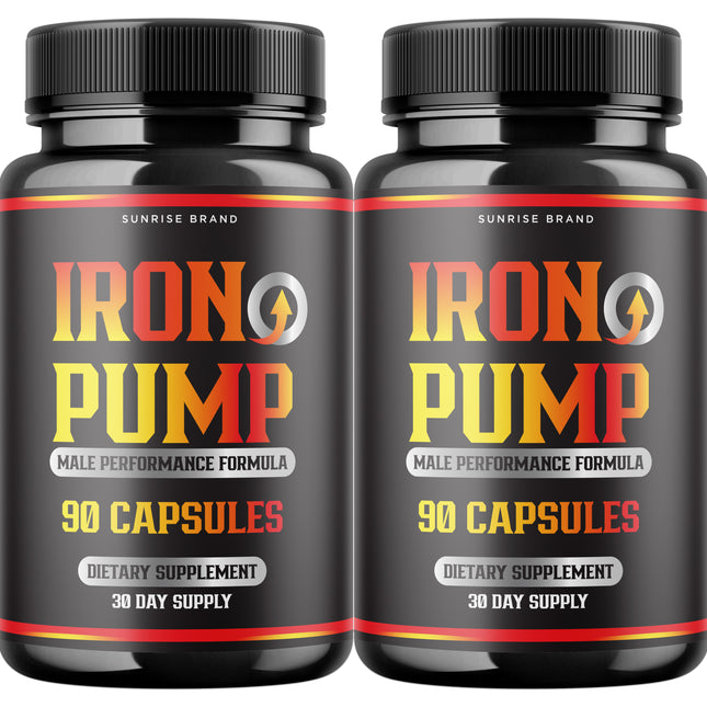 Iron Pump Male Capsules - Promote Blood Flow Muscle Function - 2 Pack