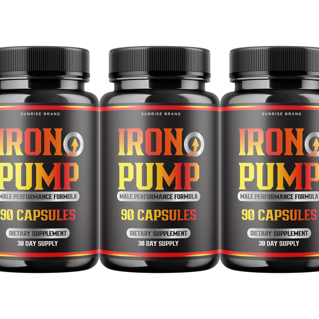 Iron Pump Male Capsules - Promote Blood Flow Muscle Function - 3 Pack