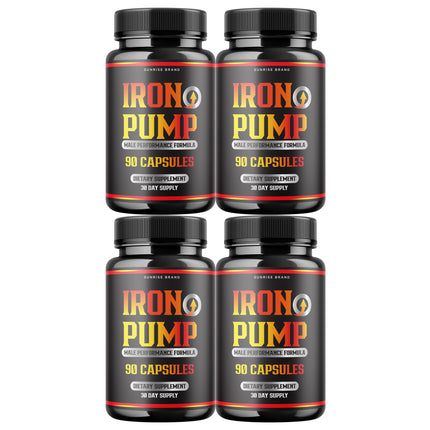 Iron Pump Male Capsules - Promote Blood Flow Muscle Function - 4 Pack