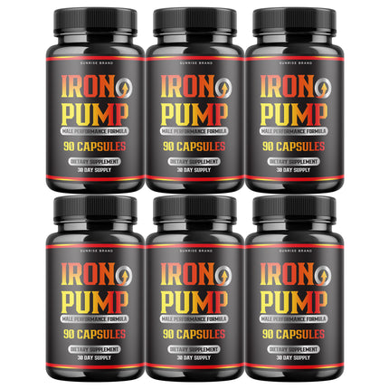 Iron Pump Male Capsules - Promote Blood Flow Muscle Function - 6 Pack