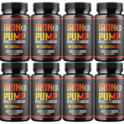 Iron Pump Male Capsules - Promote Blood Flow Muscle Function - 8 Pack