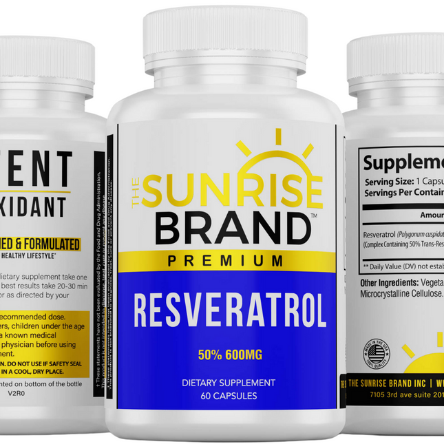 Resveratrol Supplement The Sunrise Brand 600mg - 60 Vegan Capsules