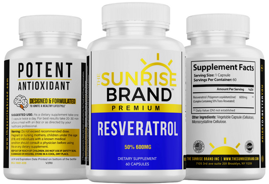 Resveratrol Supplement The Sunrise Brand 600mg - 60 Vegan Capsules